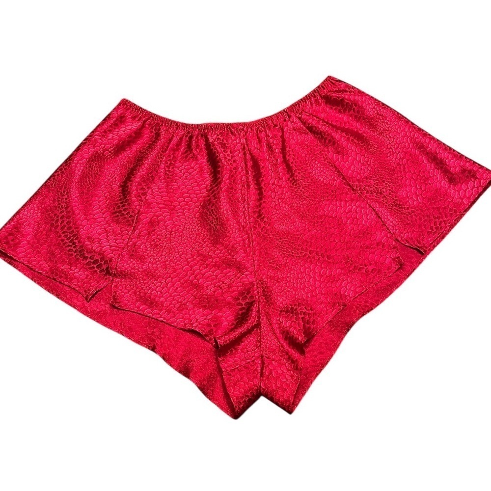 2 pc Valerie Stevens Metallic Red Animal Print Camisole Short Pajama Set Size S - Picture 9 of 11